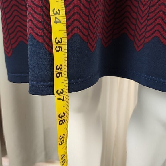 Max Studio Women's Red, Blue, Cream Geometric Print Midi Dress Size Small - Picture 6 of 11